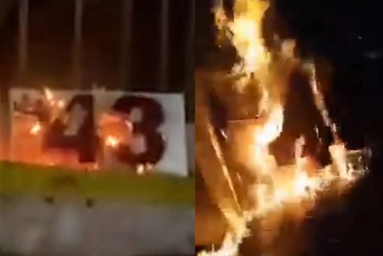 Incendian antimonumento de los 43 normalistas de Ayotzinapa