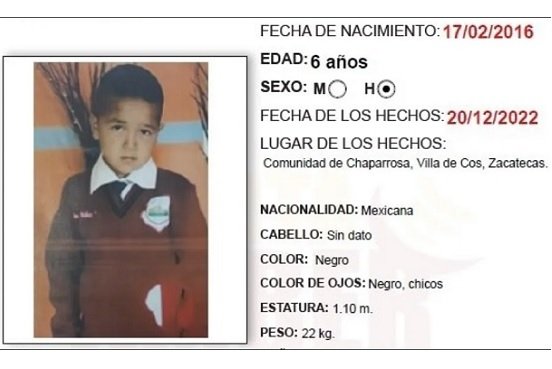 Liberan a Tadeo, de 6 años, secuestrado hace 37 días en Zacatecas