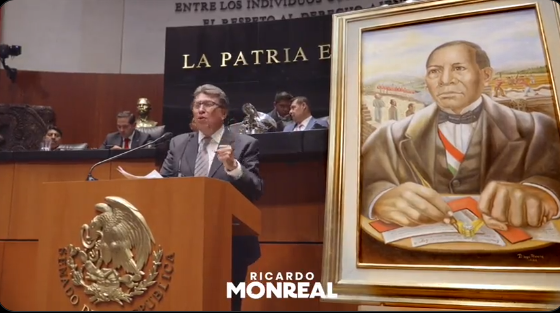 Monreal advierte que es Benito Juárez referente de Justicia en México