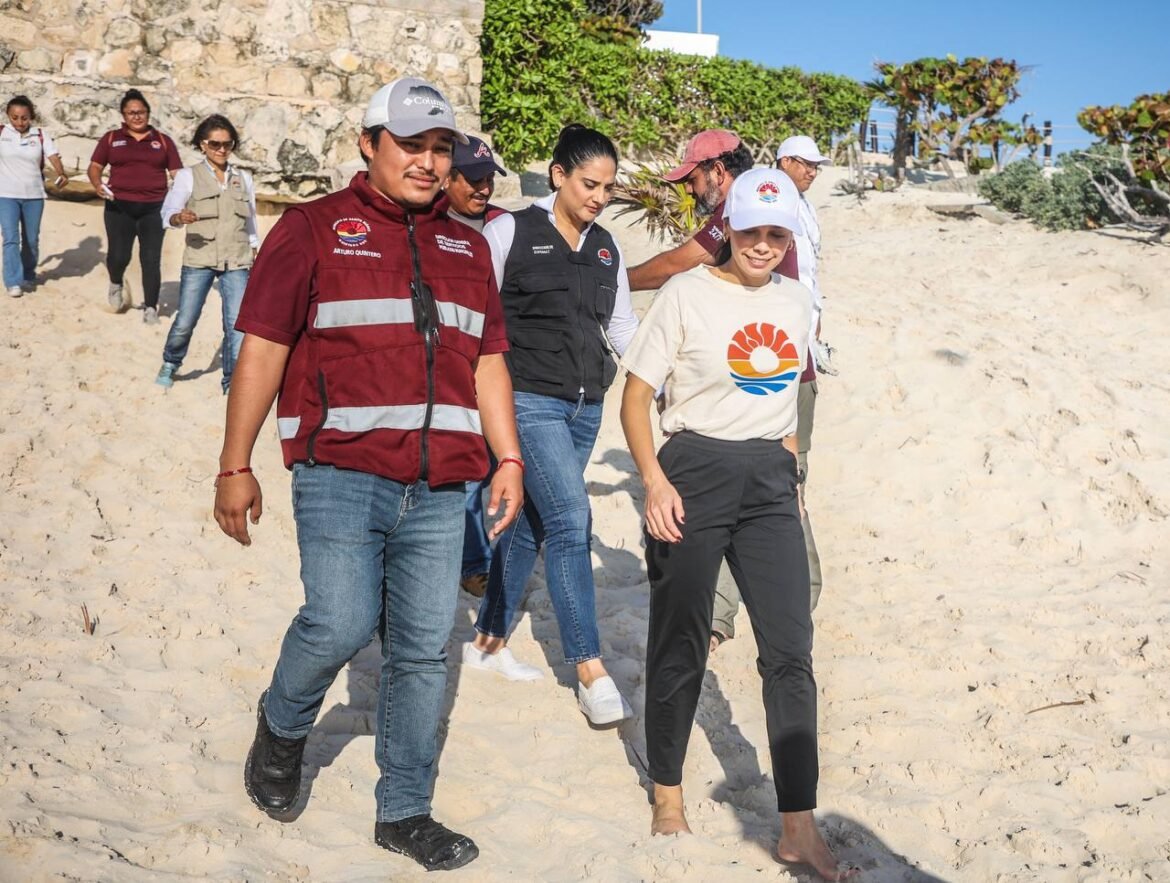 Intenso mantenimiento de las playas públicas en Cancún