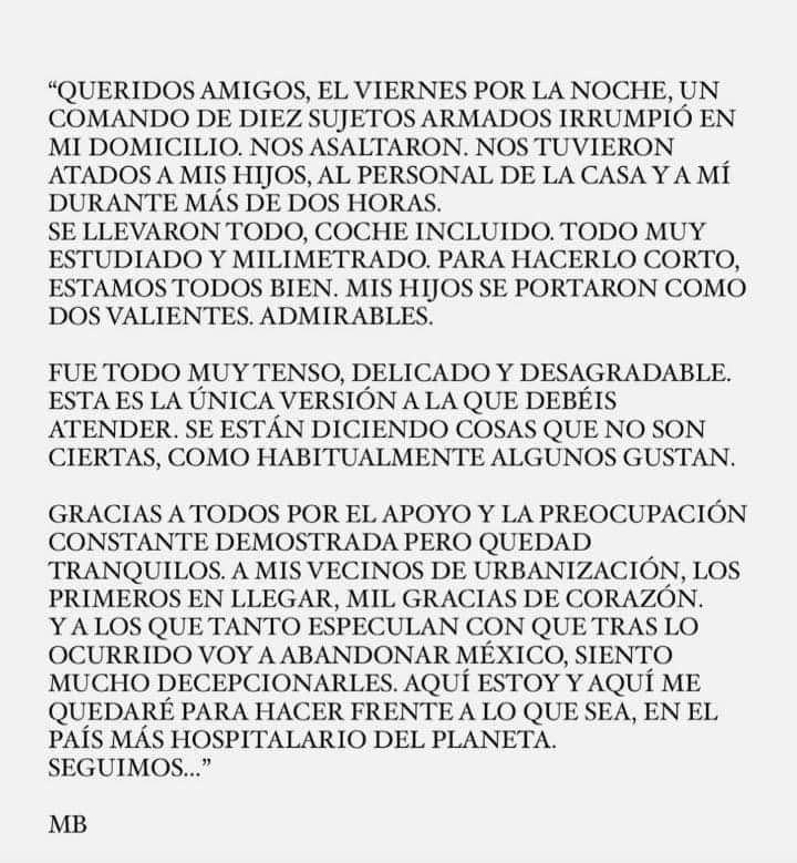 Comando armado asalta casa de Miguel Bosé en CDMX