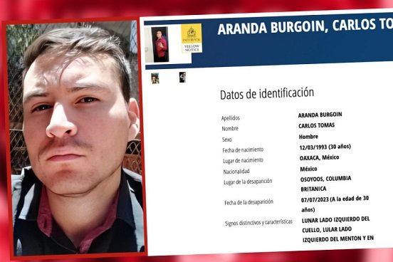 Interpol emite ficha para hallar a Carlos Aranda, mexicano desaparecido en Canadá