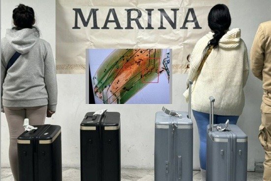 Detienen a dos mexicanas en el AICM con 25 kilos de metanfetamina en sus maletas