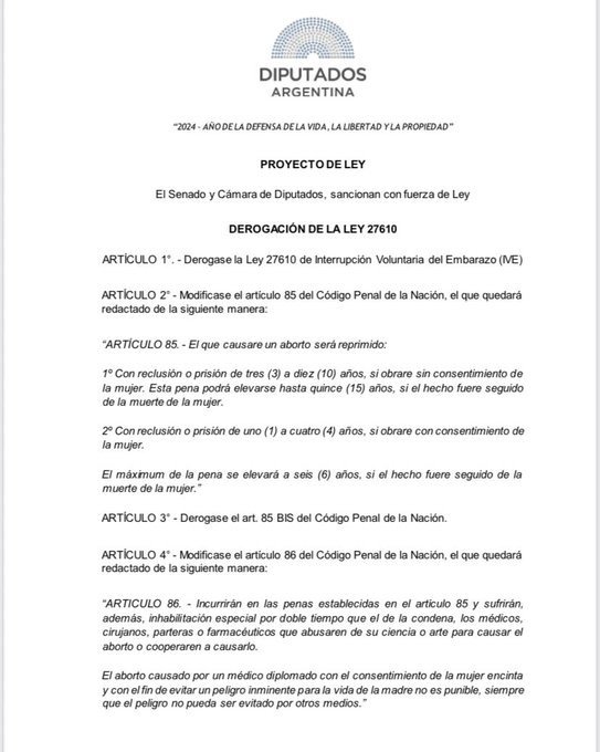 En defensa de la vida, propone Milei derogación del aborto en Argentina