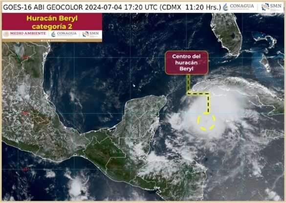 Huracán Beryl es ahora categoría 2