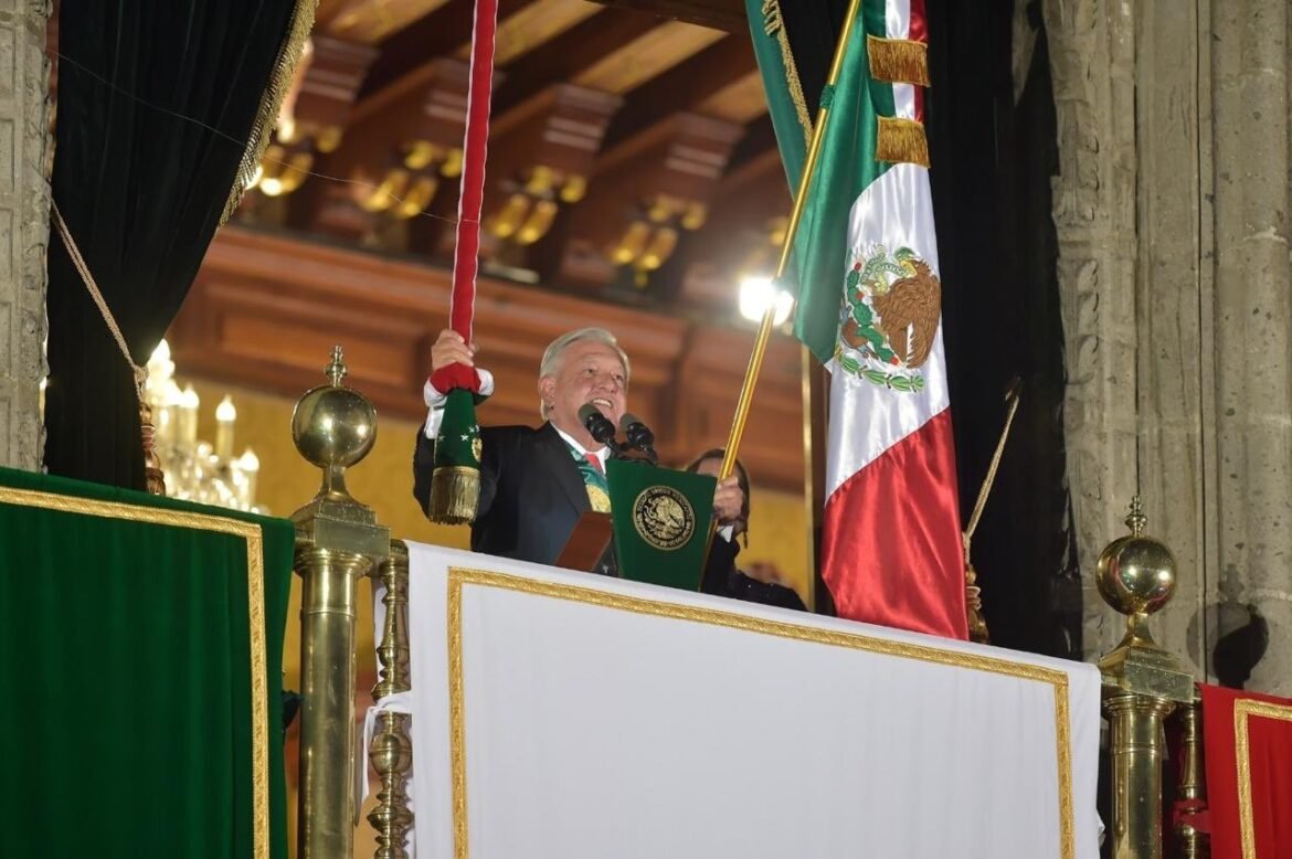 Grito de Independencia en el Zócalo de la Ciudad de México