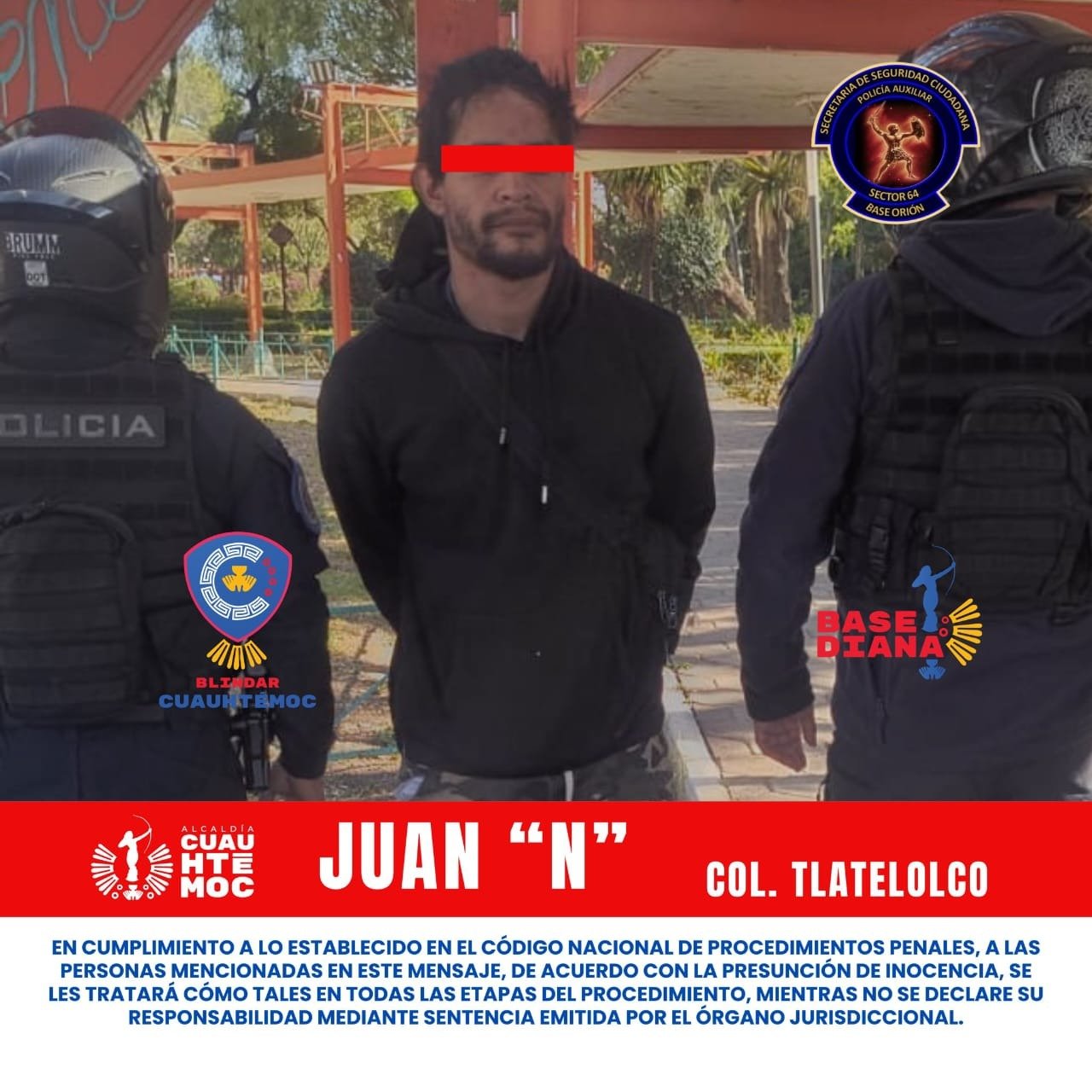 Policía auxiliar de Cuauhtémoc detiene a sujeto por abuso sexual en Tlatelolco