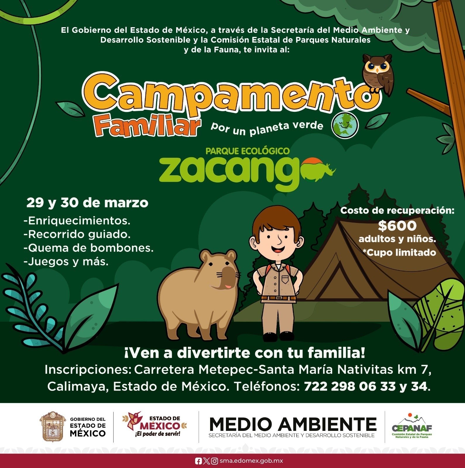 ¡No te pierdas el Campamento Familiar por un Planeta Verde en el Parque Ecológico Zacango!