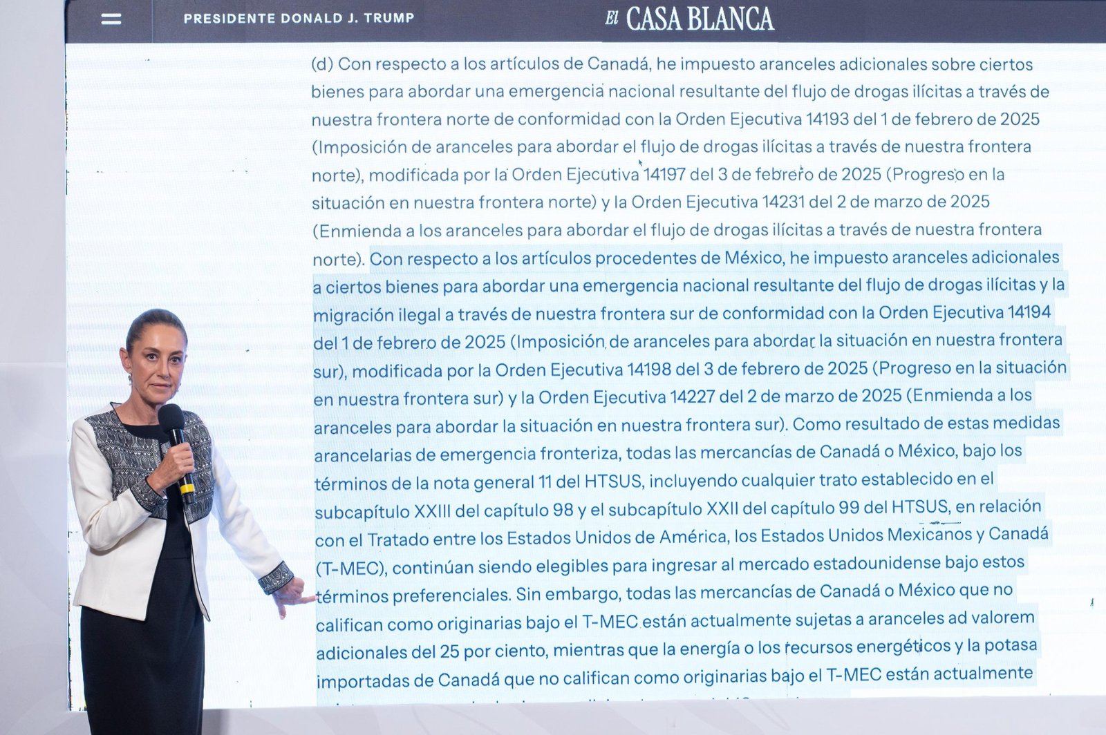 Trato preferencial en aranceles resultado del respeto a México: Sheinbaum