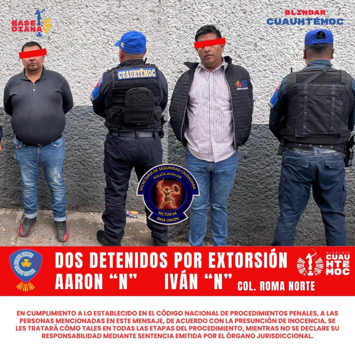 Detienen a dos hombres que presuntamente se hacían pasar por verificadores de Cuauhtémoc para exigir dinero al responsable de una construcción
