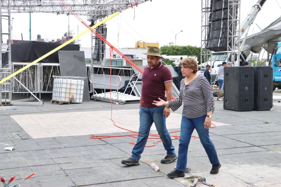 Recorre Delfina Gómez la Feria del Libro en Neza, tras colapso de estructura