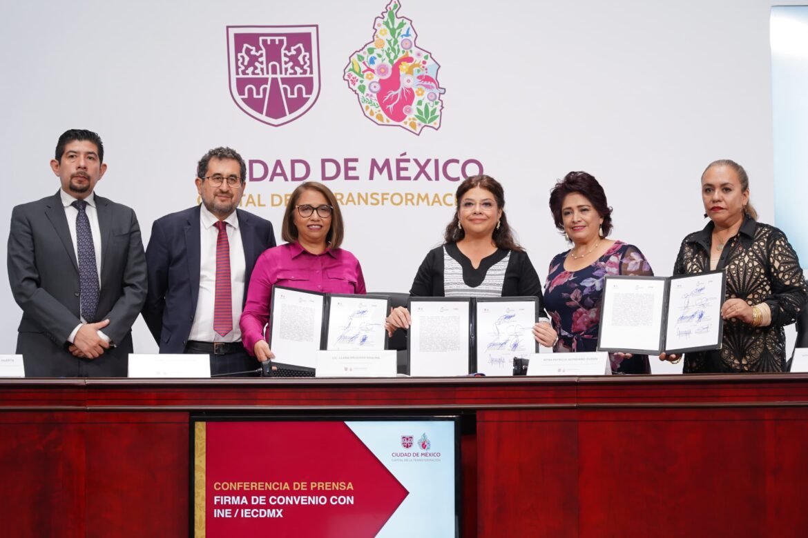 Brugada firma convenio con INE e IECM para garantizar seguridad y orden en elección judicial