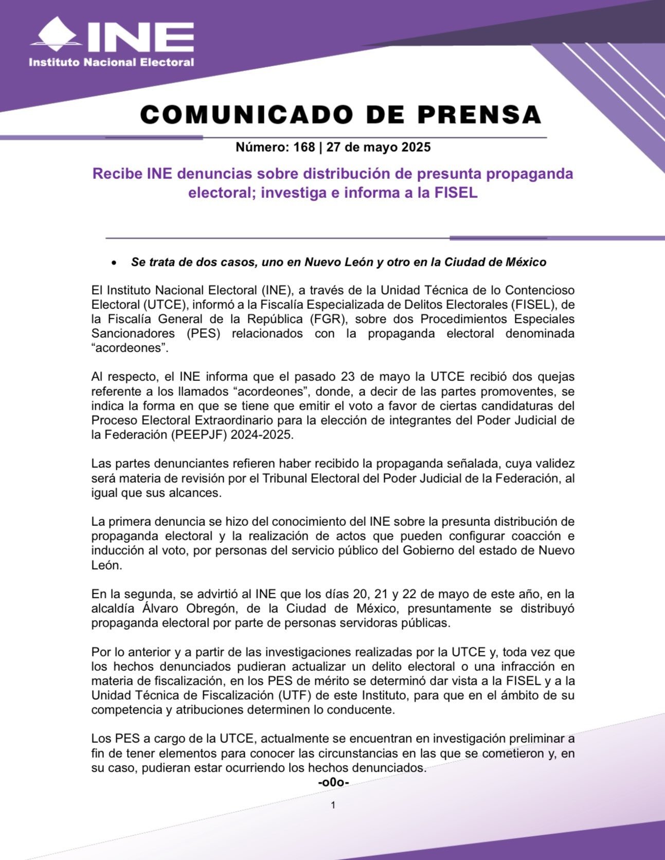 Investiga INE distribución de guías de voto de elección judicial