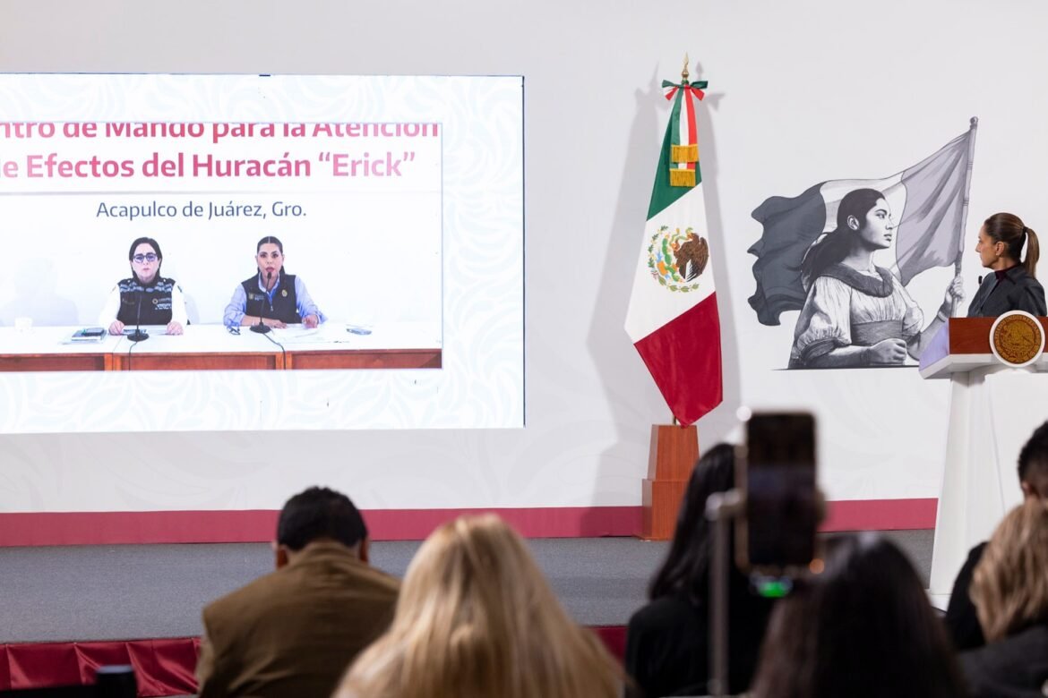 Reporta Sheinbaum cero pérdidas humanas por huracán 'Erick'
