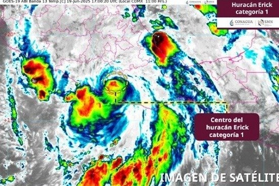 'Erick' se debilita a huracán categoría 1 sobre Guerrero