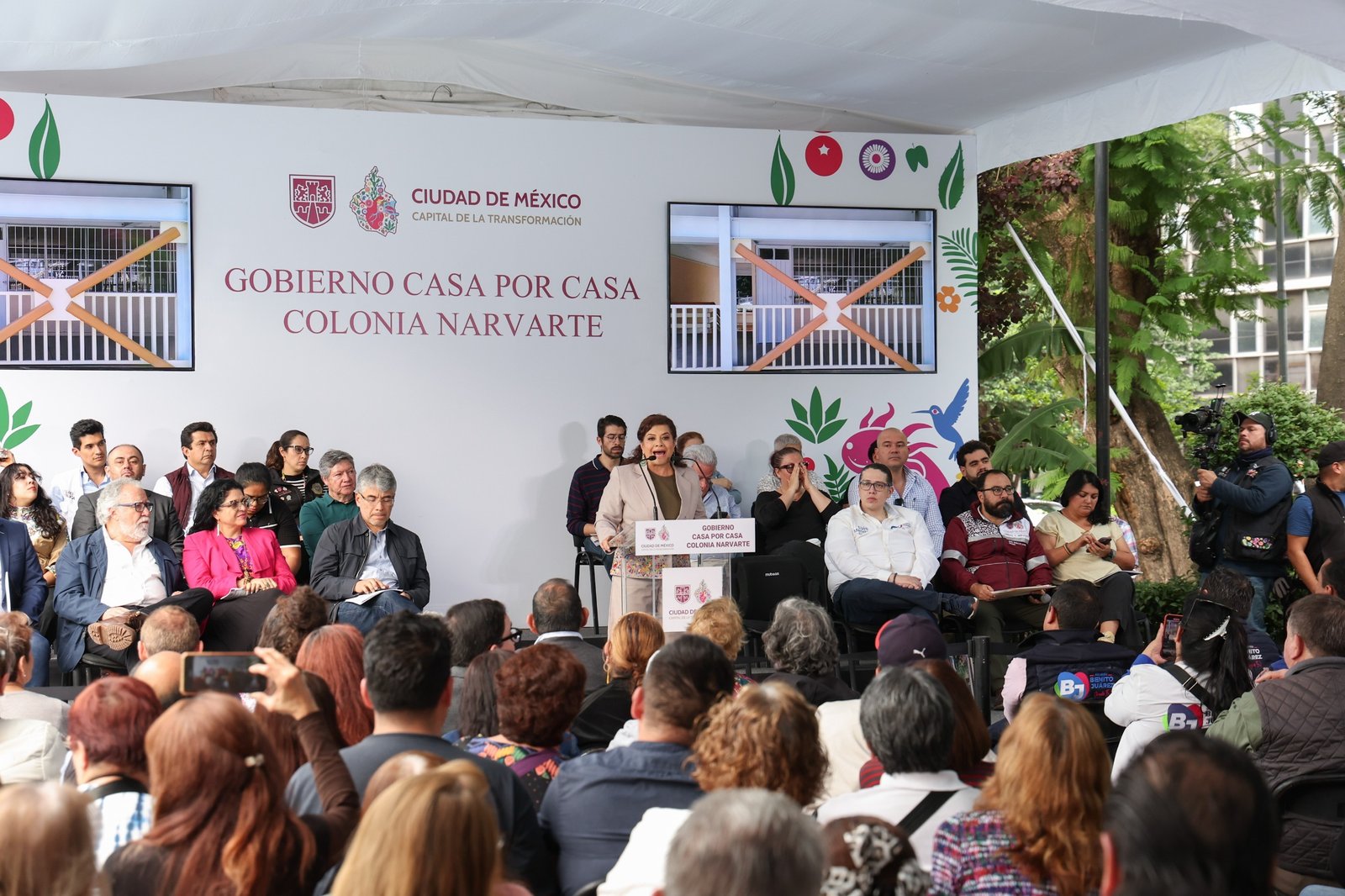 Encabeza Clara Brugada "Gobierno Casa por Casa" en Narvarte
