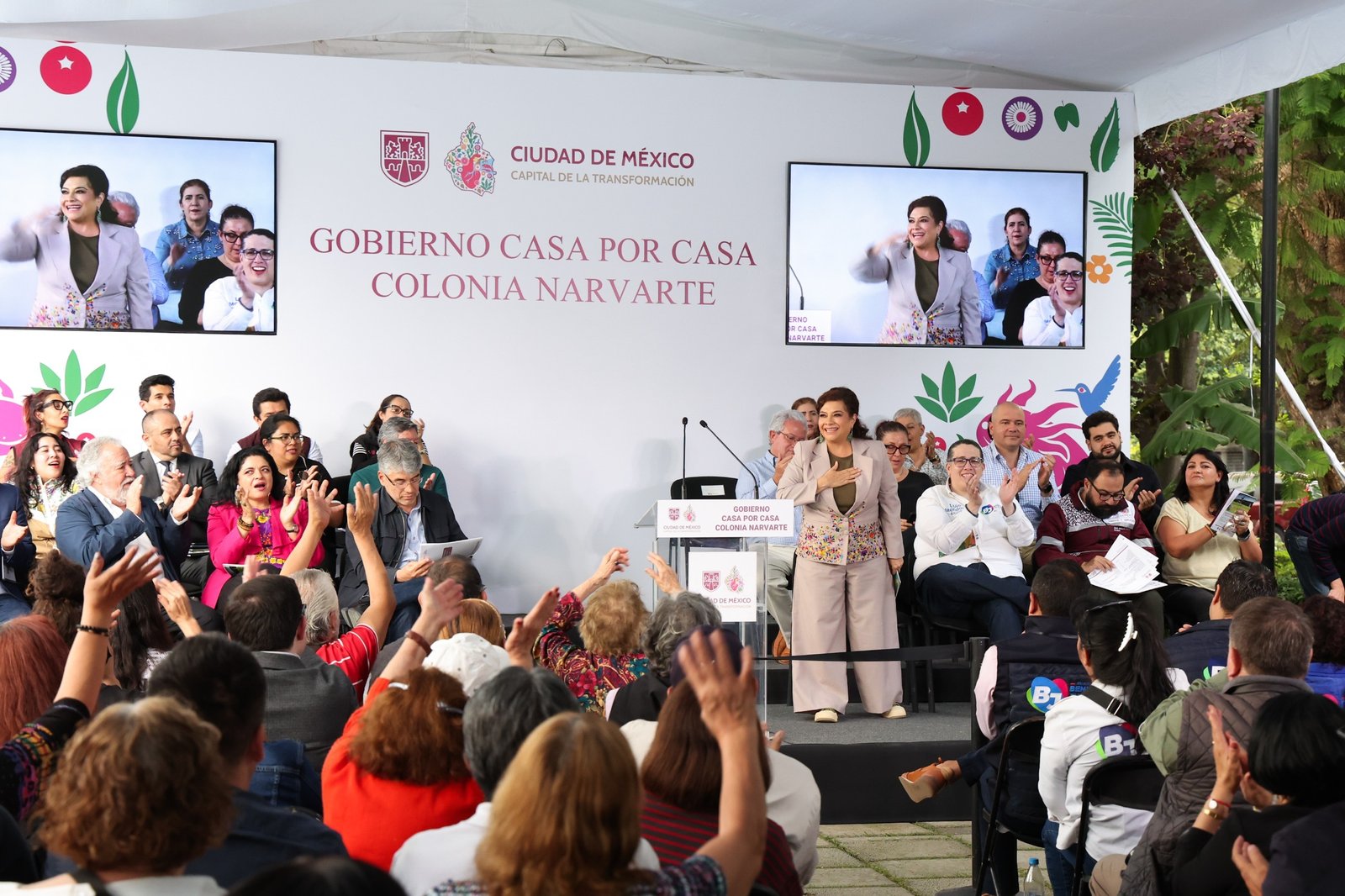 Encabeza Clara Brugada "Gobierno Casa por Casa" en Narvarte
