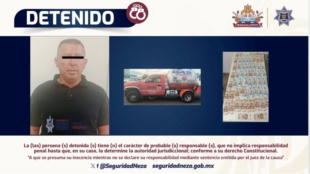 Detienen a elemento de Protección Civil de Nezahualcóyotl por extorsionar a gaseros