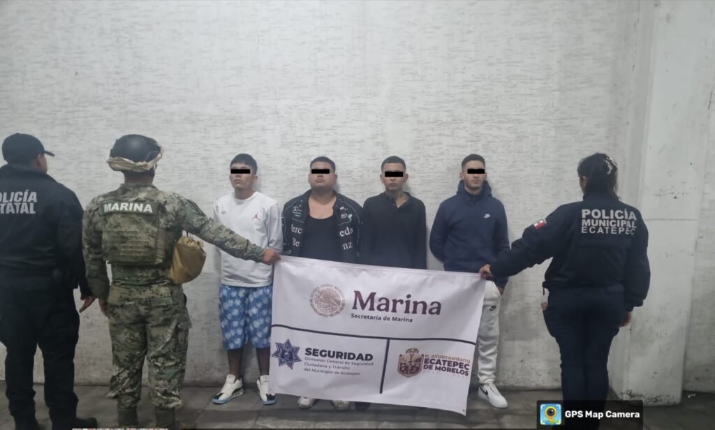 Policía de Ecatepec y Marina detienen a cuatro presuntos extorsionadores