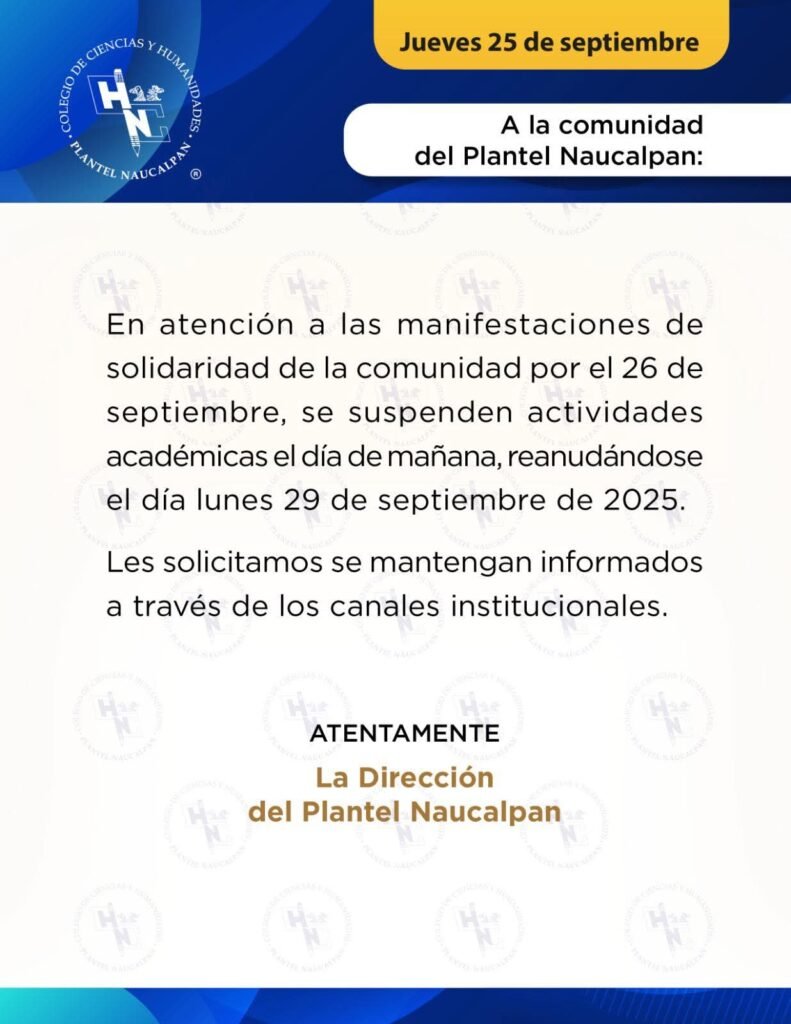 FES Acatlán y CCH Naucalpan suspenden clases tras protestas por Ayotzinapa