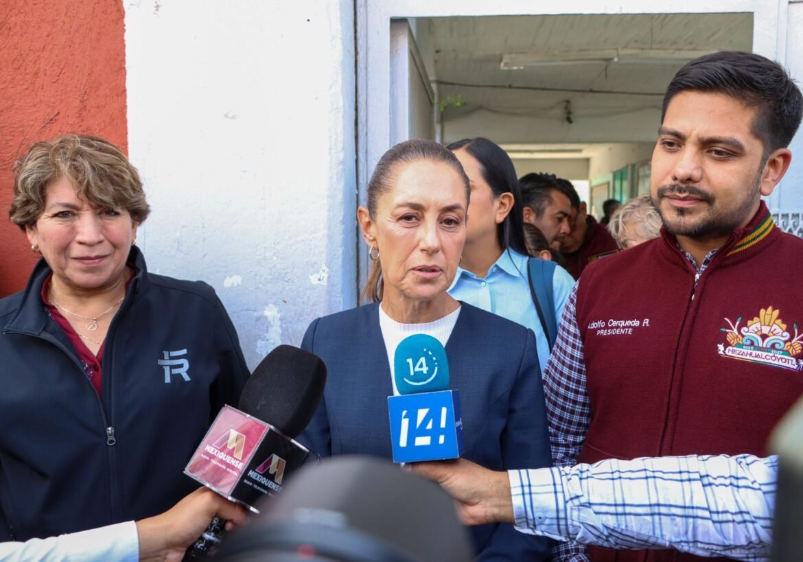 Presidenta Sheinbaum coordina apoyos en Nezahualcóyotl tras inundaciones