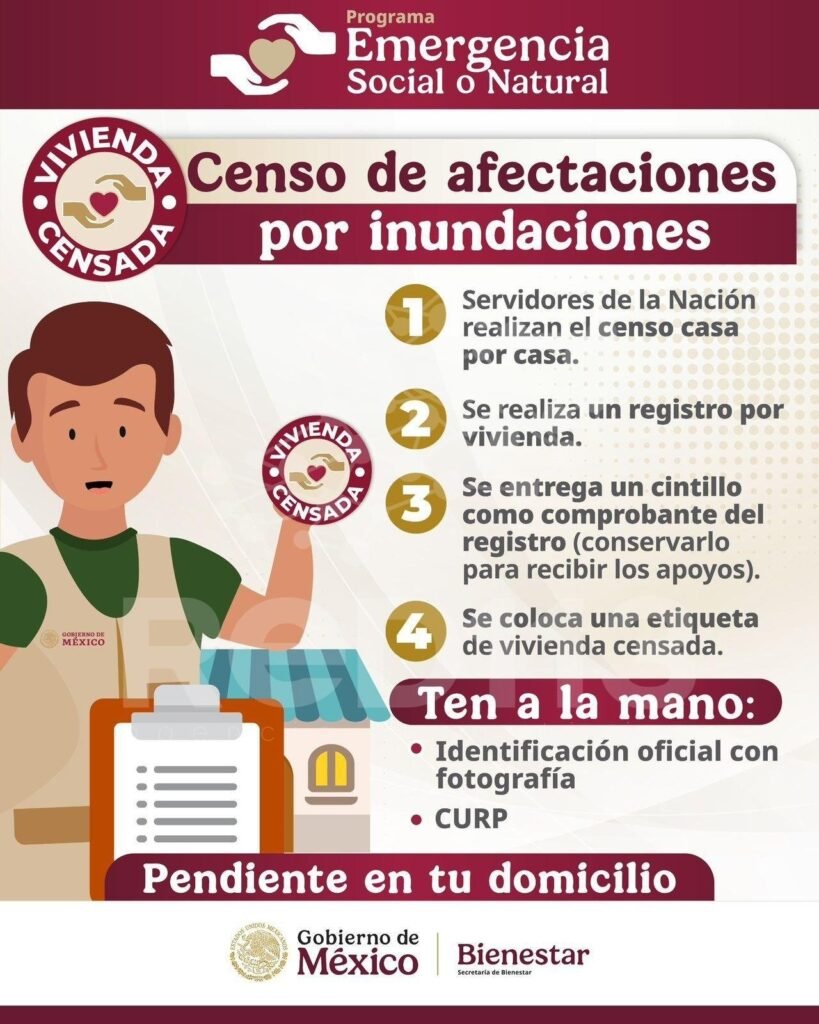 Inicia censo para apoyar a familias afectadas por las lluvias