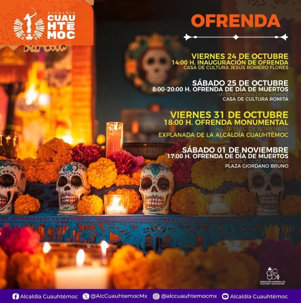 Alcaldía Cuauhtémoc celebra la vida y la memoria con actividades culturales por el Día de Muertos
