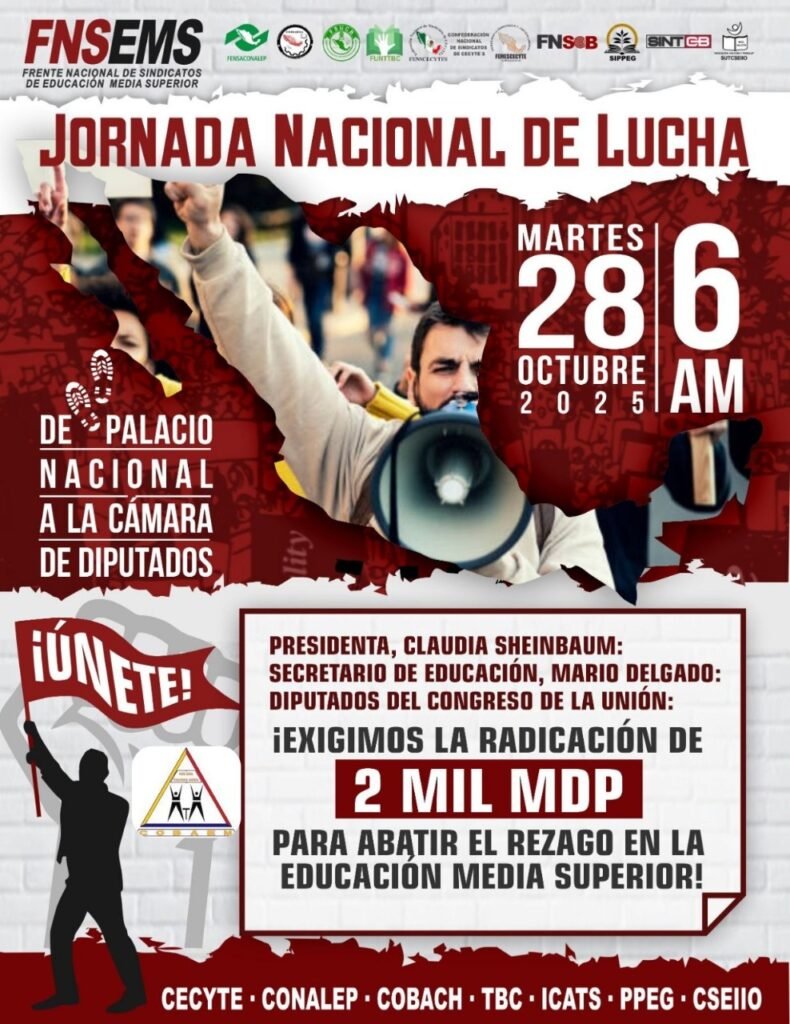Convocan sindicatos de educación media superior a marcha nacional este martes en CDMX