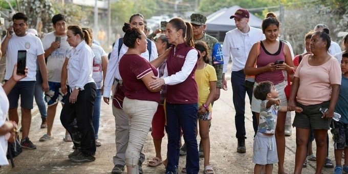 Sheinbaum supervisa apoyo a damnificados por lluvias en Hidalgo
