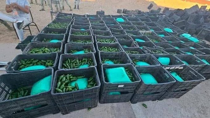 Aseguran más de una tonelada de droga oculta en cajas de chiles en Sonora