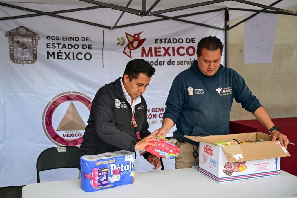 Instala Gobernadora Delfina Gómez tres centros de acopio en apoyo a damnificados en Puebla, Hidalgo y Veracruz