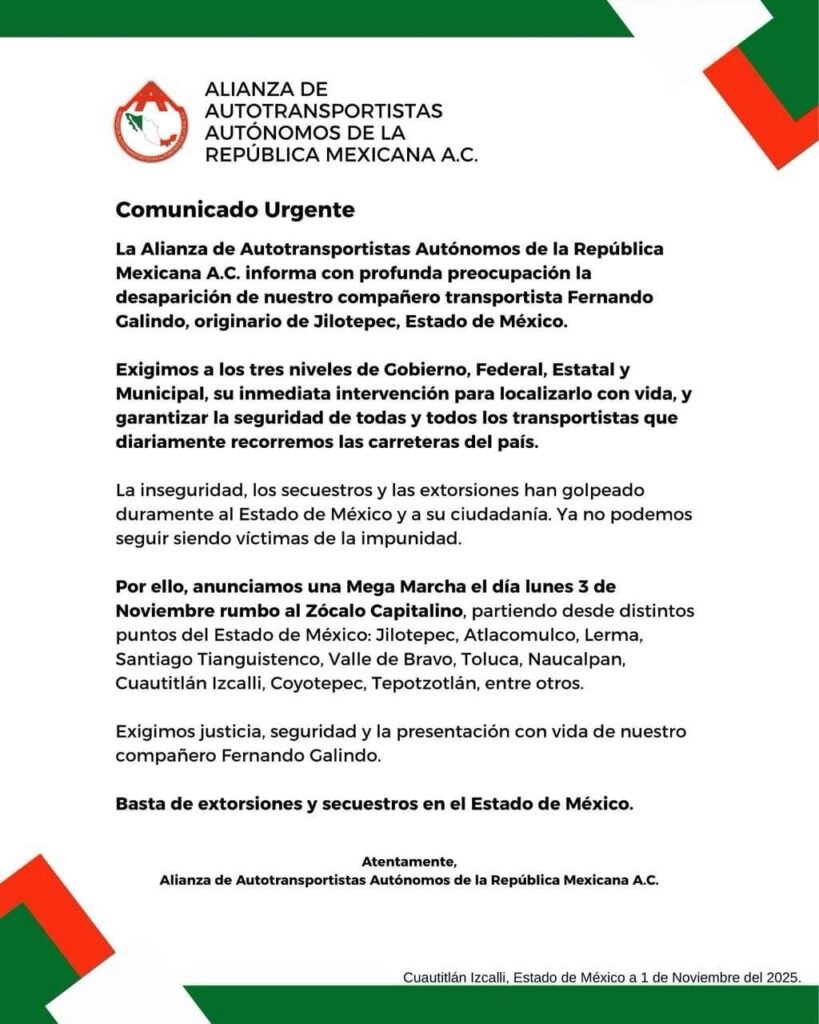 Transportistas bloquean vialidades por desaparición de operador