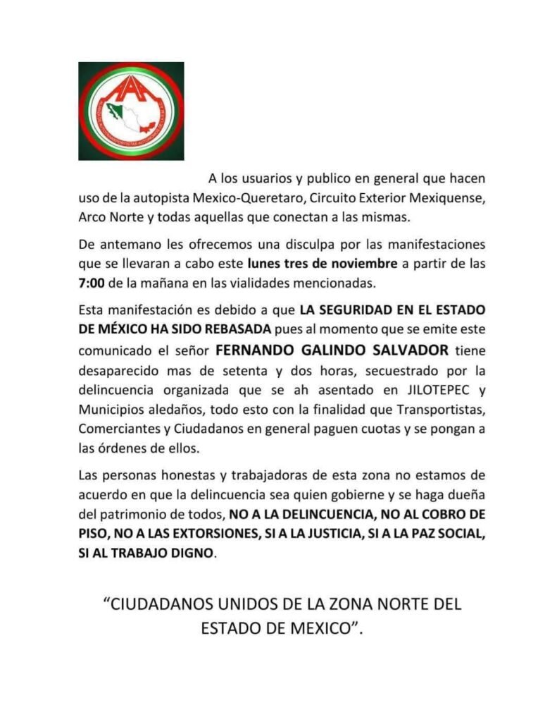 Transportistas bloquean vialidades por desaparición de operador