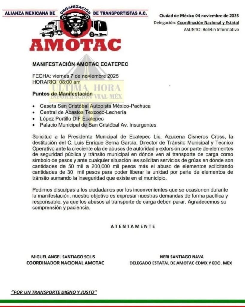 Transportistas de Amotac se deslindan de movilizaciones del viernes