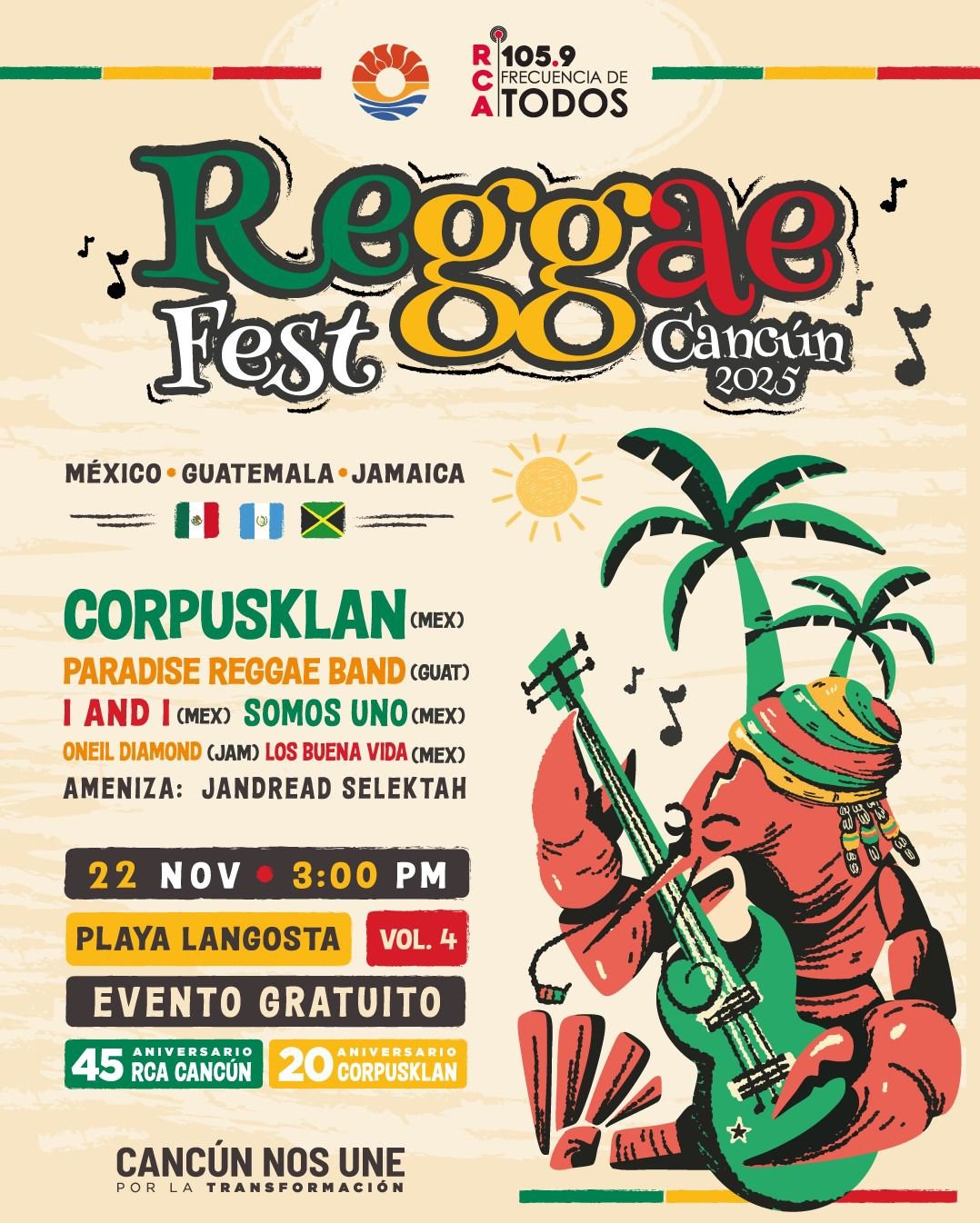 Presentan cuarta edición de Reggae Fest Cancún 2025 en Playa Langosta