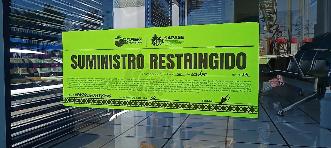 Sapase restringe servicios a comercios con adeudos millonarios en Ecatepec