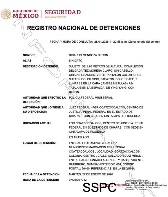 Detienen a Ricardo “N”, jefe de despachadores del Tren Interoceánico