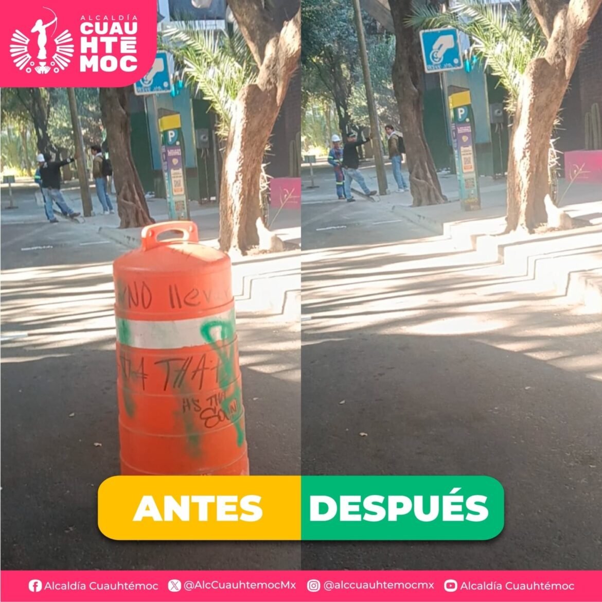 Alcaldía Cuauhtémoc libera 2 mil metros cuadrados de espacio público; retira mostrencos y obstáculos