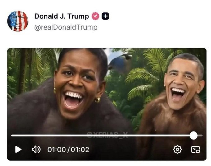 Publica Trump meme racista de Barack y Michelle Obama