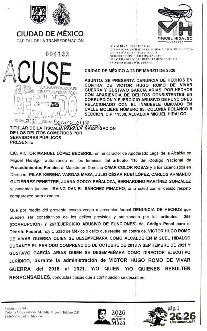 Denuncia MH a ex funcionarios por corrupción y abuso de funciones