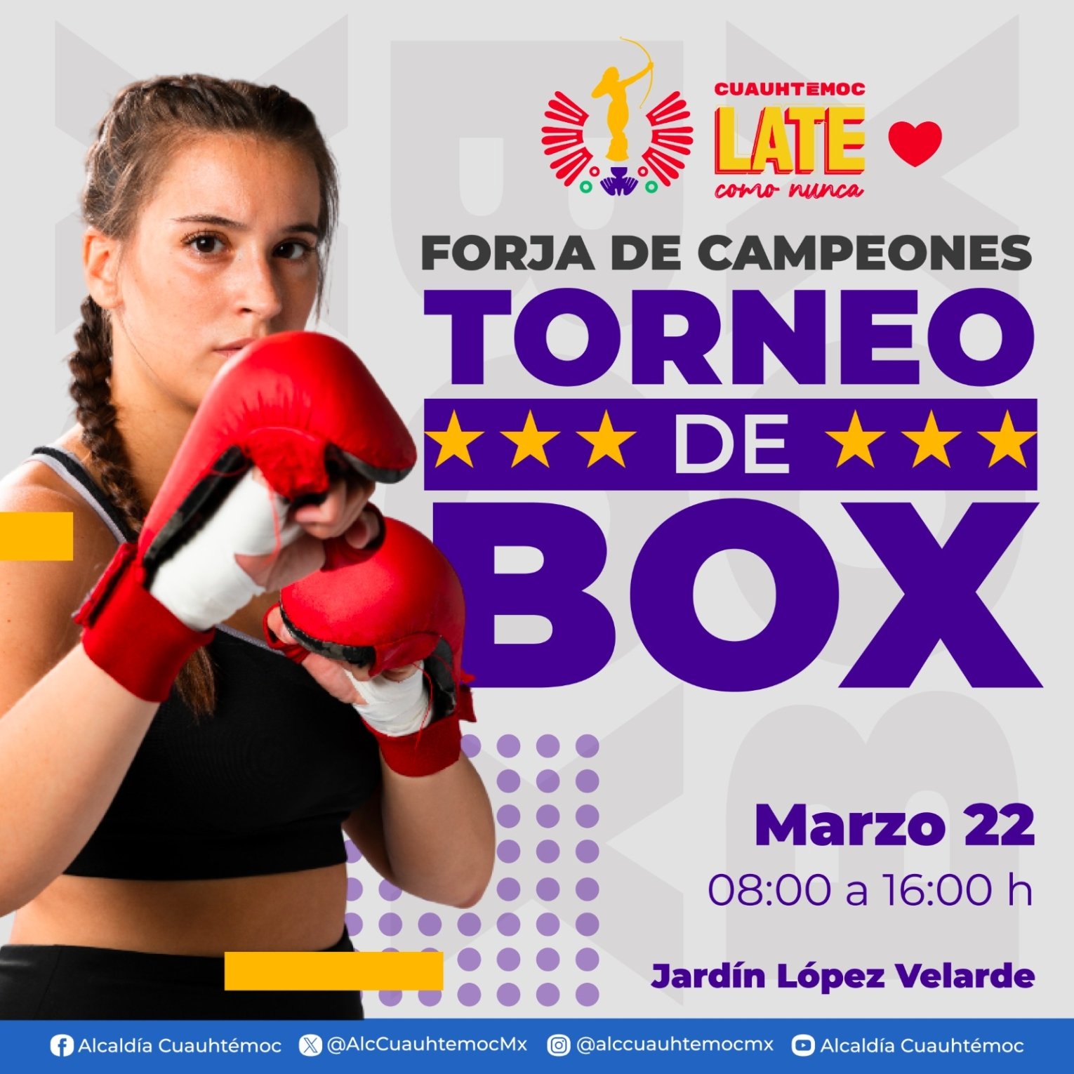 Invita Ale Rojo de la Vega a disfrutar un fin de semana deportivo en Cuauhtémoc, con box, natación y fútbol