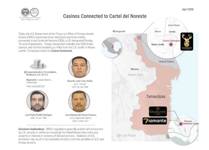  EU castiga a dos casinos mexicanos y al abogado del Z-40 por vínculos por el narco