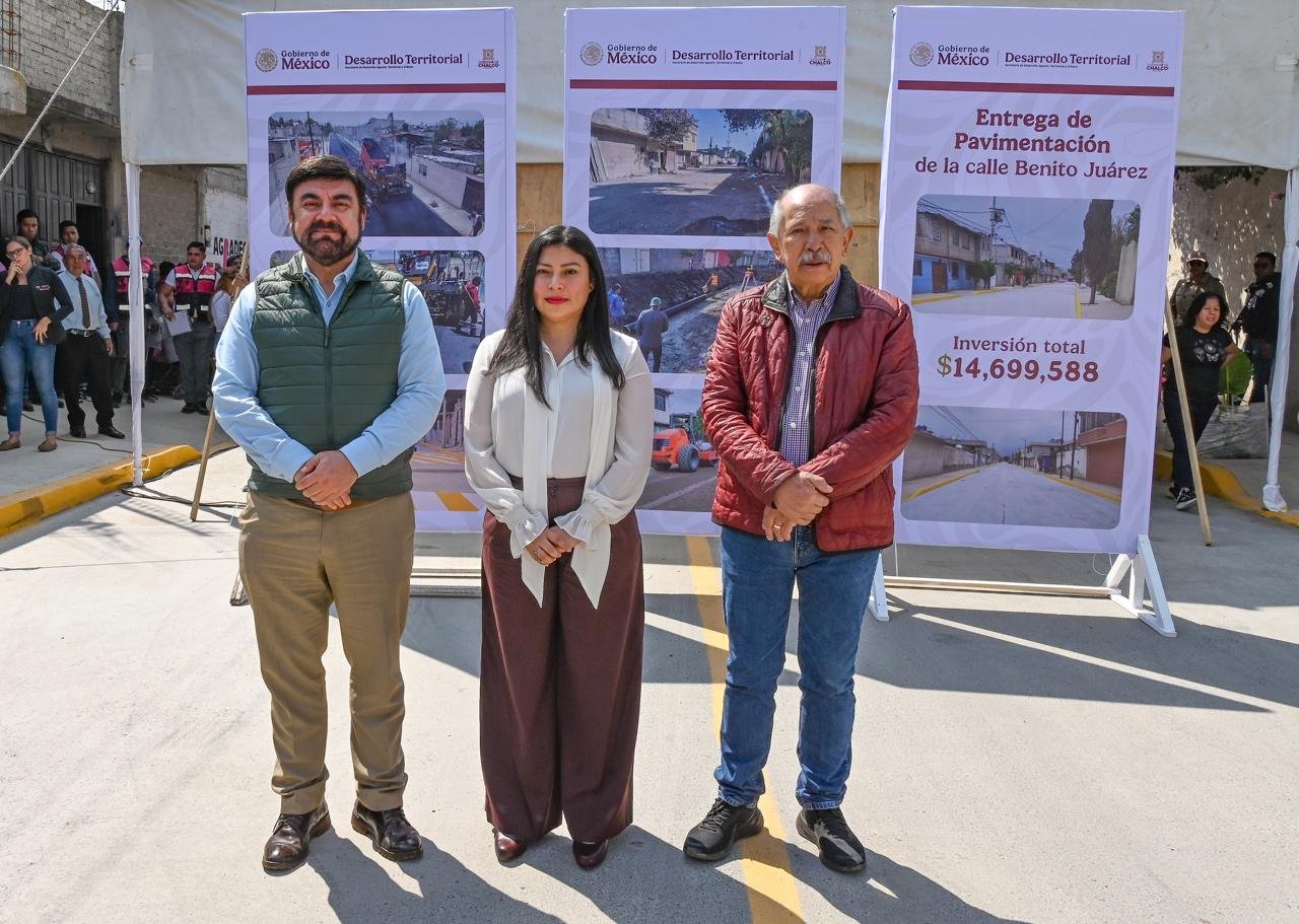 Presidenta Claudia Sheinbaum y Gobernadora Delfina Gómez rehabilitan calle Benito Juárez