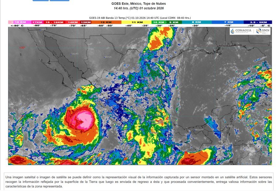 Las bandas nubosas del huracán Rachel de categoría 2 en la escala Saffir-Simpson, ocasionan lluvias muy fuertes e intensas en el occidente y noroeste del país, además de rachas fuertes de viento y oleaje elevado en zonas costeras.
