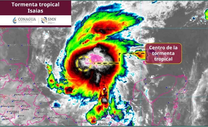 Tormenta Tropical Isaías se ubica en El Golfo de México.